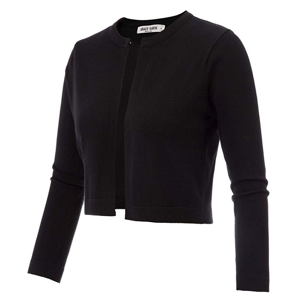 3/4 sleeve cropped-top cardigan